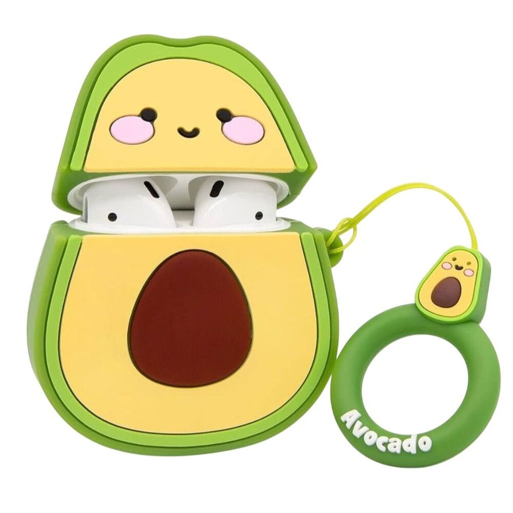 3D Avocado AirPods Case with Keychain for AirPods 1 & 2 - Green‎